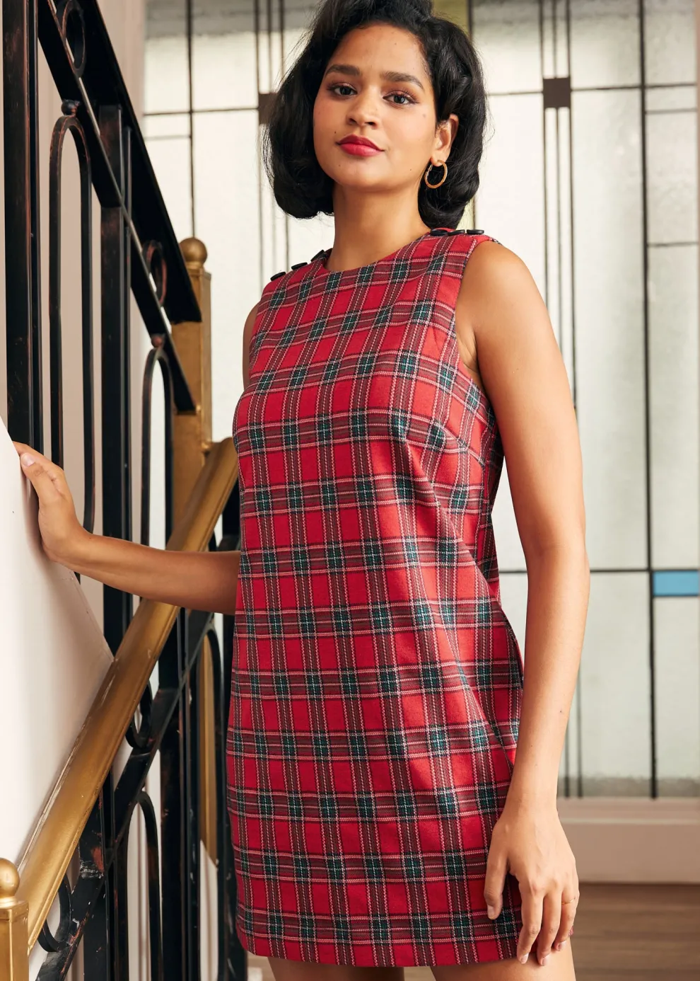 Checkered Charm A-Line Shift Dress