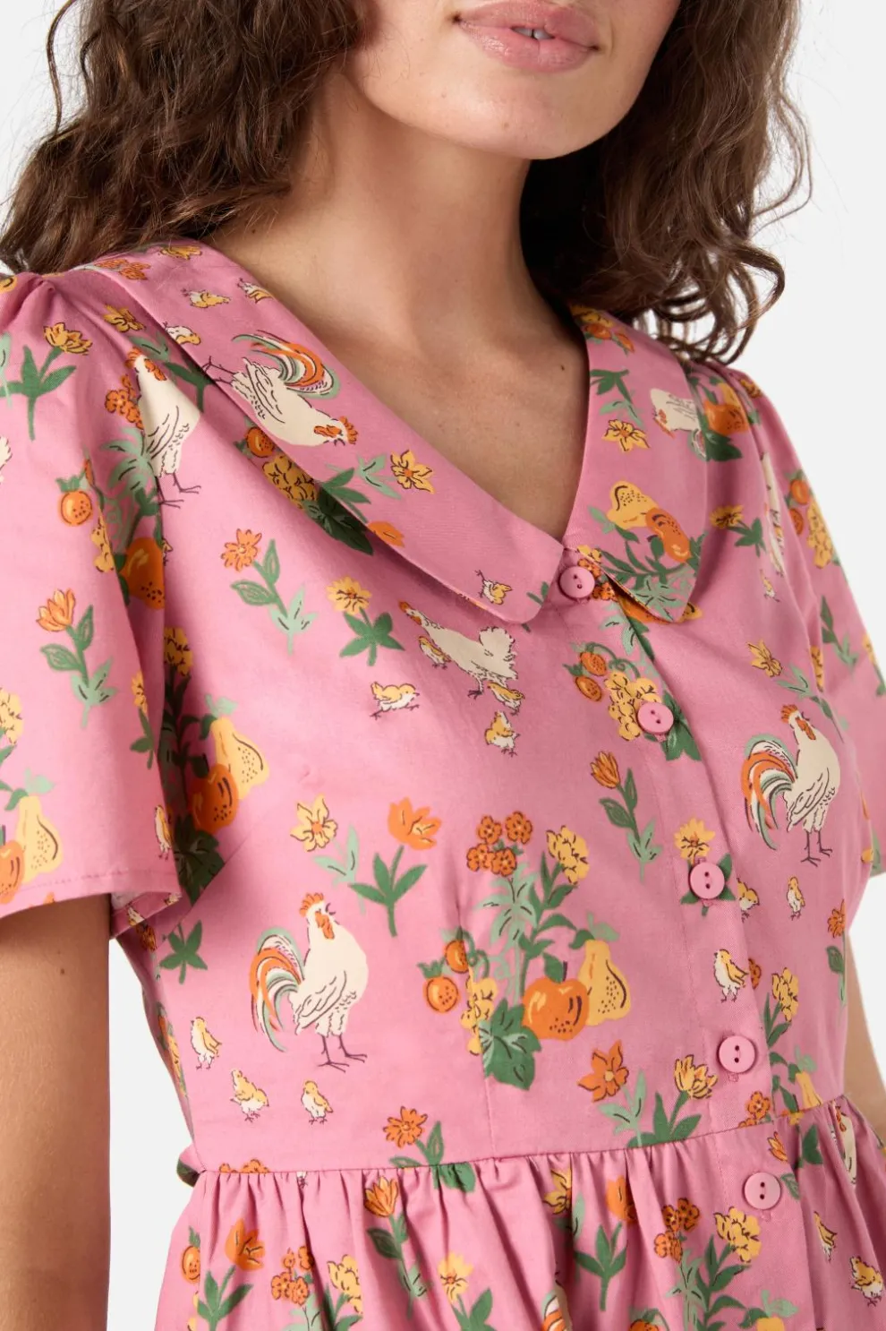 Chickens Mini Shirt Dress