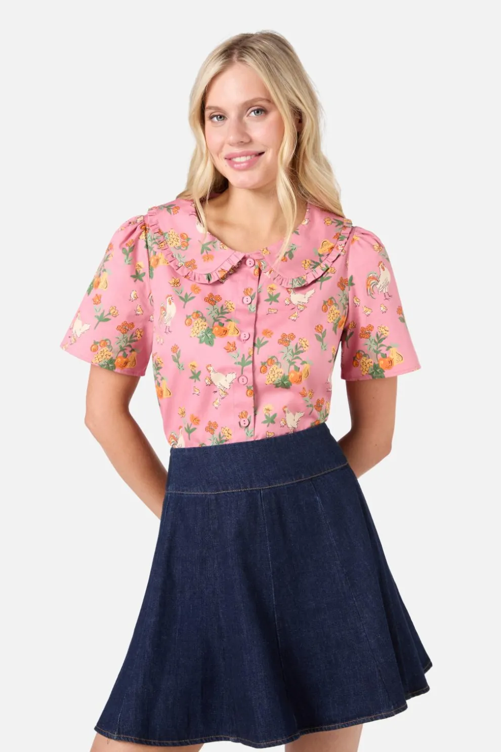 Chickens Short Sleeve Blouse