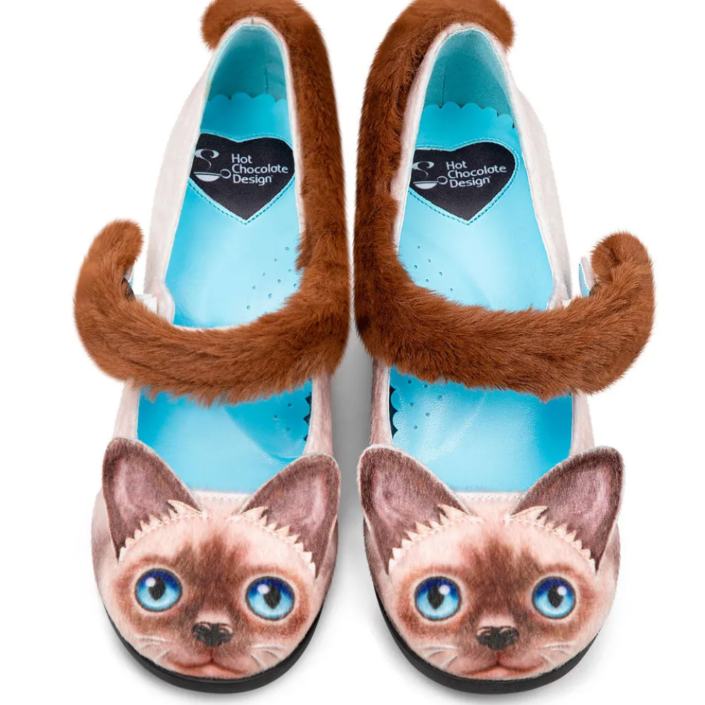 Chocolaticas® Mid Heels Siamese Cat Women's Mary Jane Pump