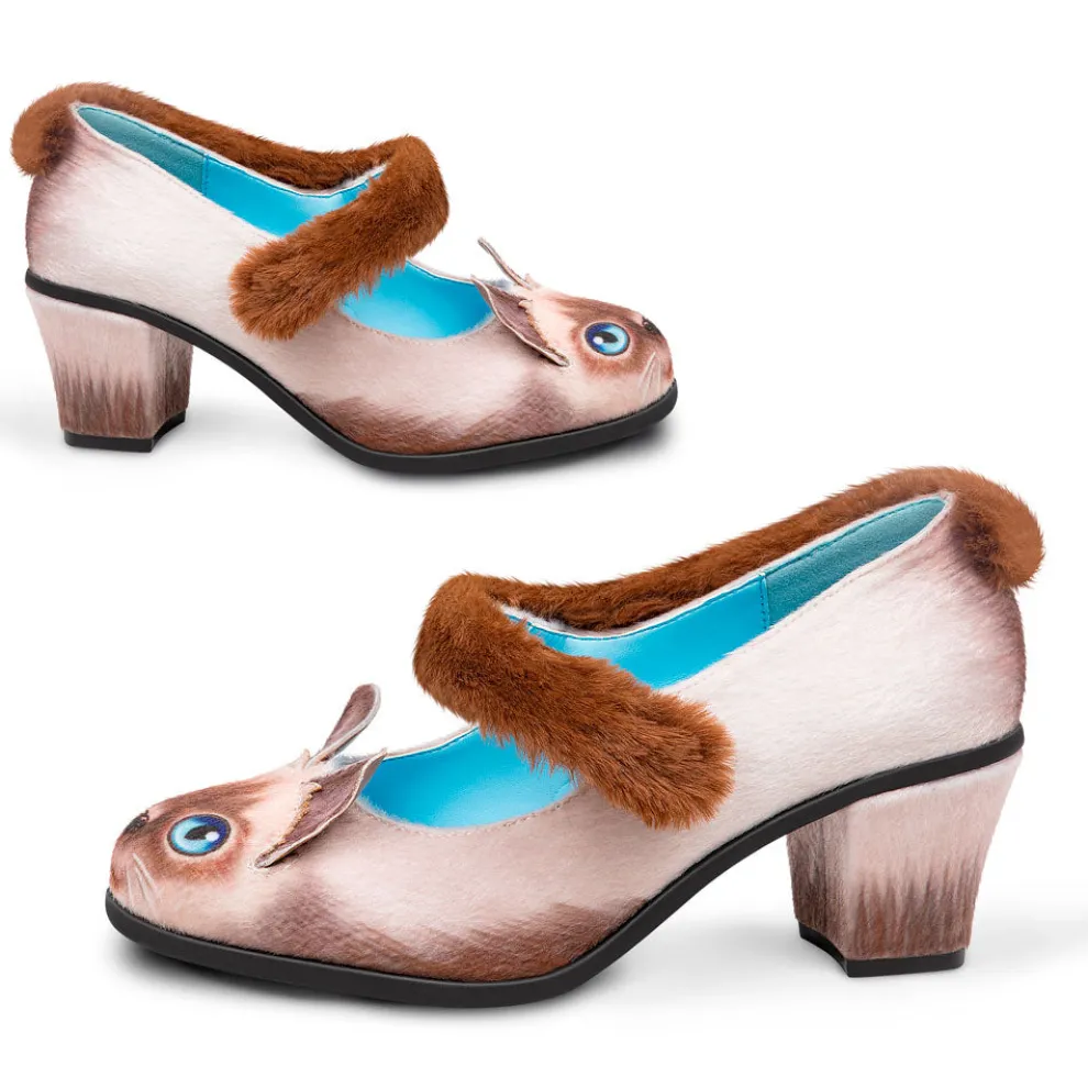 Chocolaticas® Mid Heels Siamese Cat Women's Mary Jane Pump