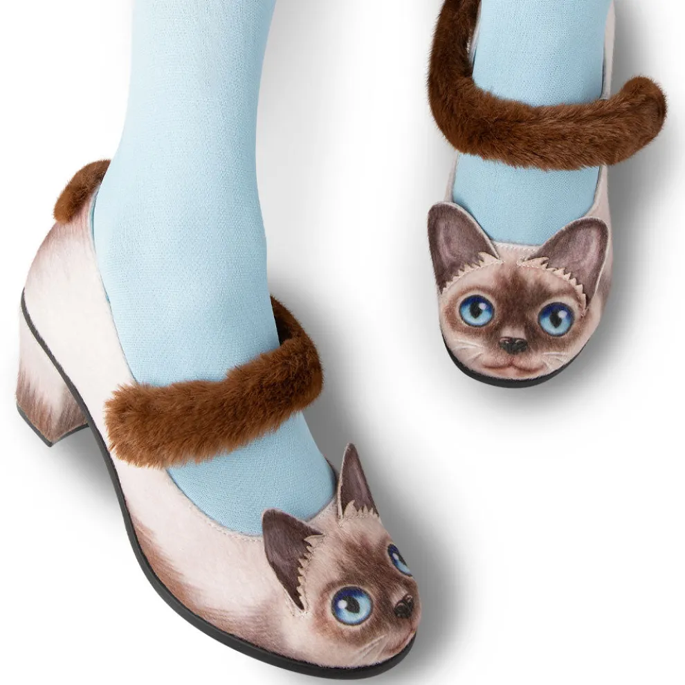 Chocolaticas® Mid Heels Siamese Cat Women's Mary Jane Pump