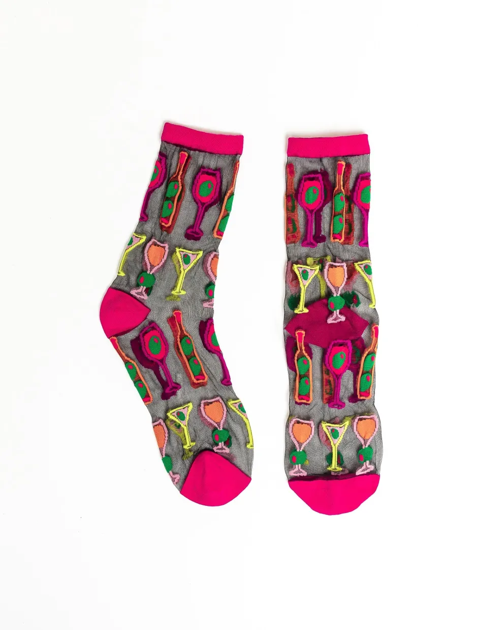 Cocktail Hour Black Sheer Crew Sock