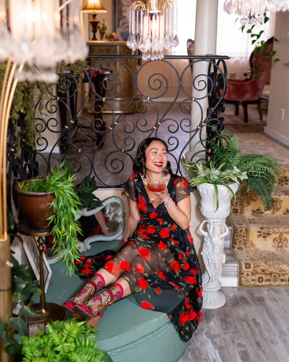 Cocktail Hour Black Sheer Crew Sock