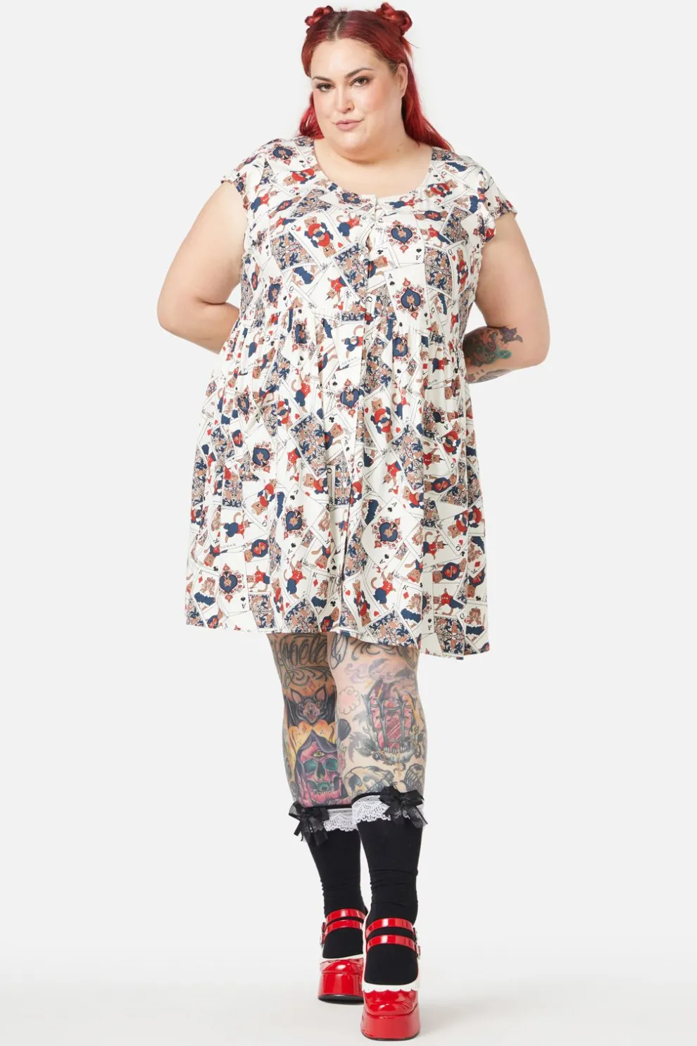 Curve Queen Of Cats Print Dress