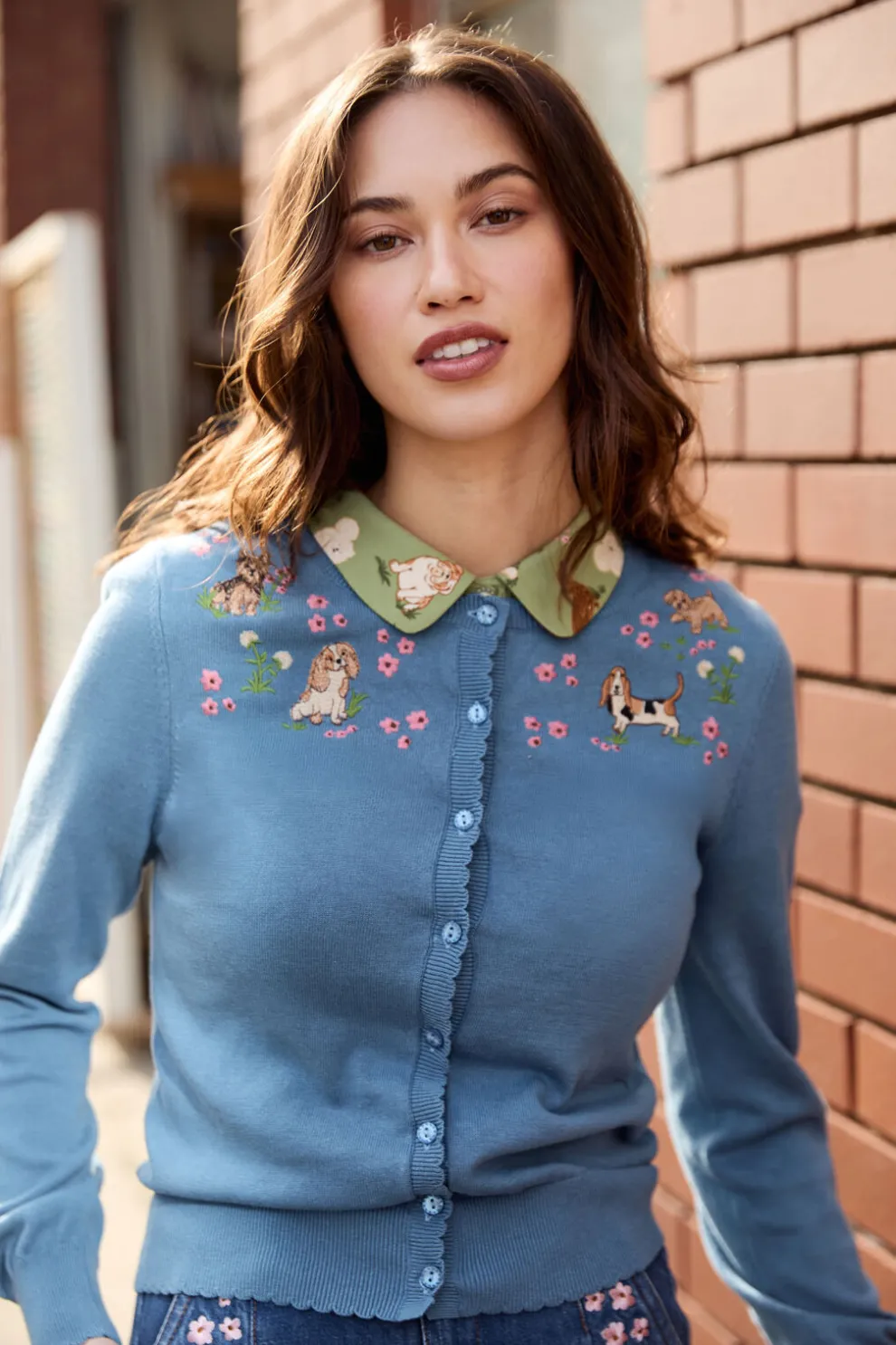 Cute Dogs Embroidered Cardigan