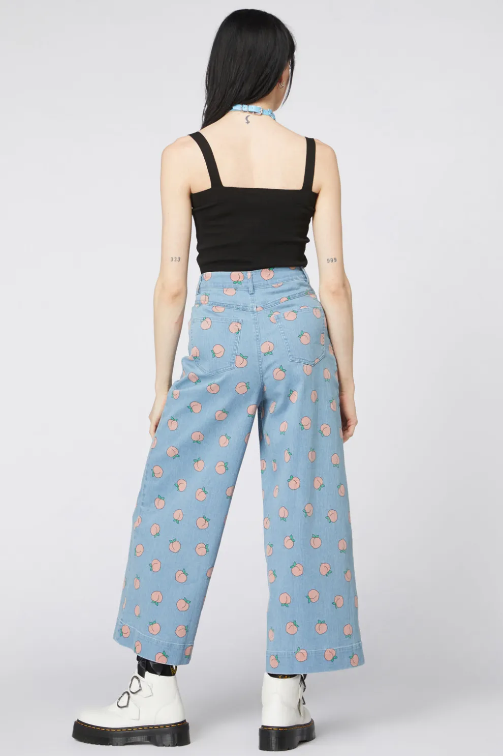 Denim Peach Wide Leg Jeans