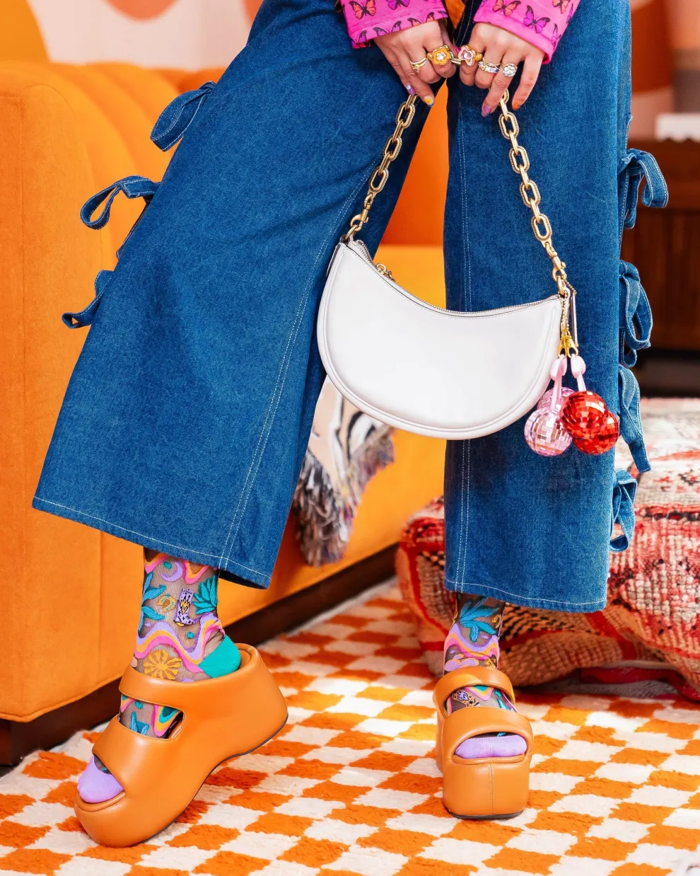 Desert Disco Black Sheer Crew Sock