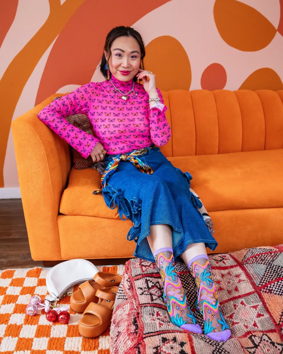 Desert Disco Black Sheer Crew Sock