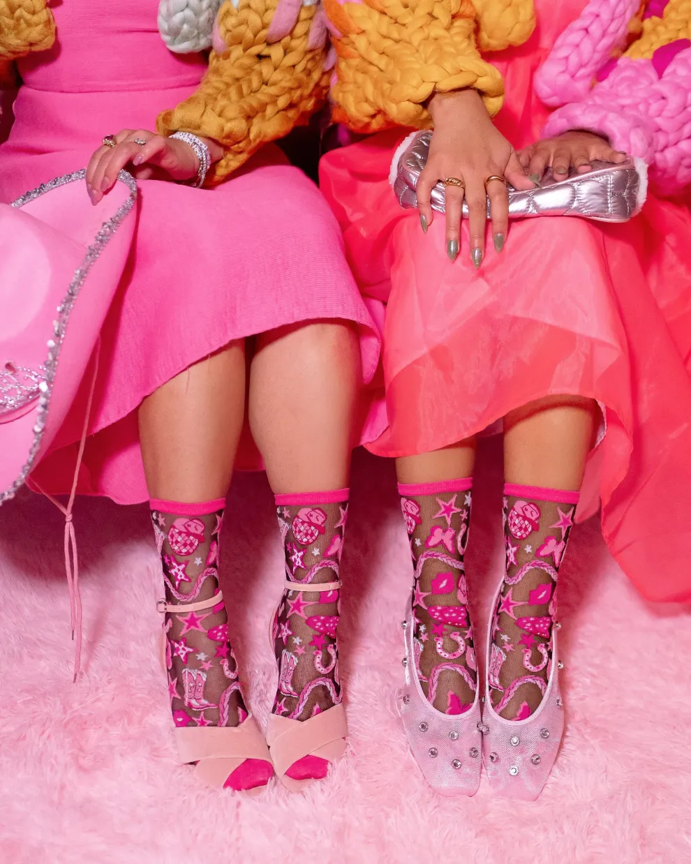 Disco Barbie Black Sheer Crew Sock