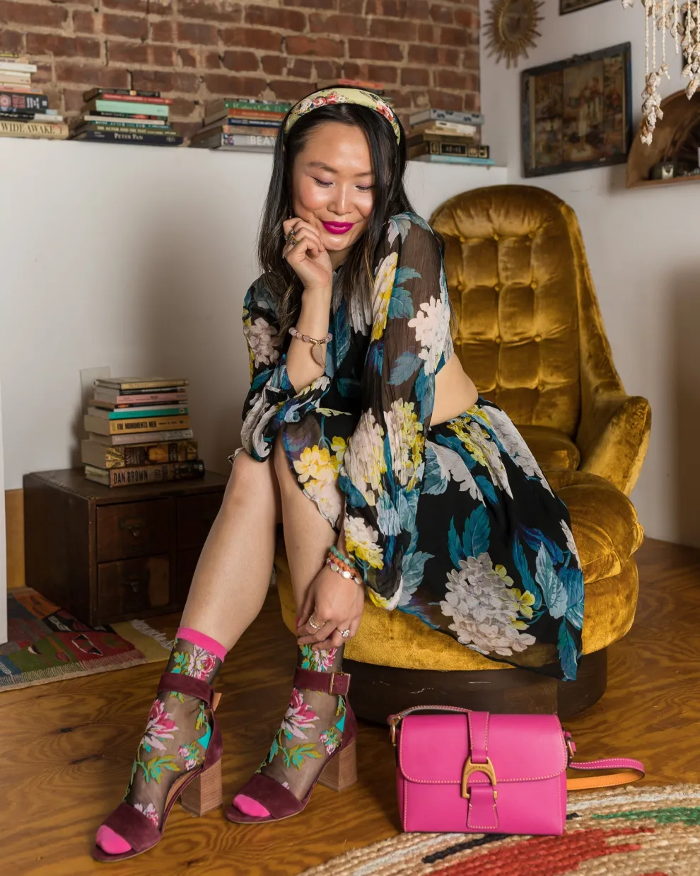 English Rose Black Sheer Ankle Sock