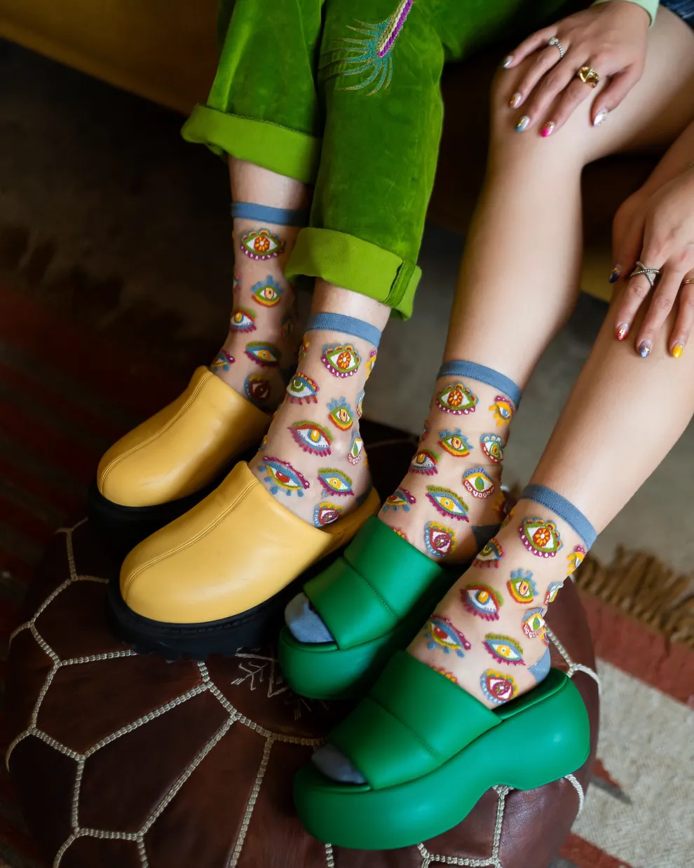 Evil Eye Sheer Crew Sock