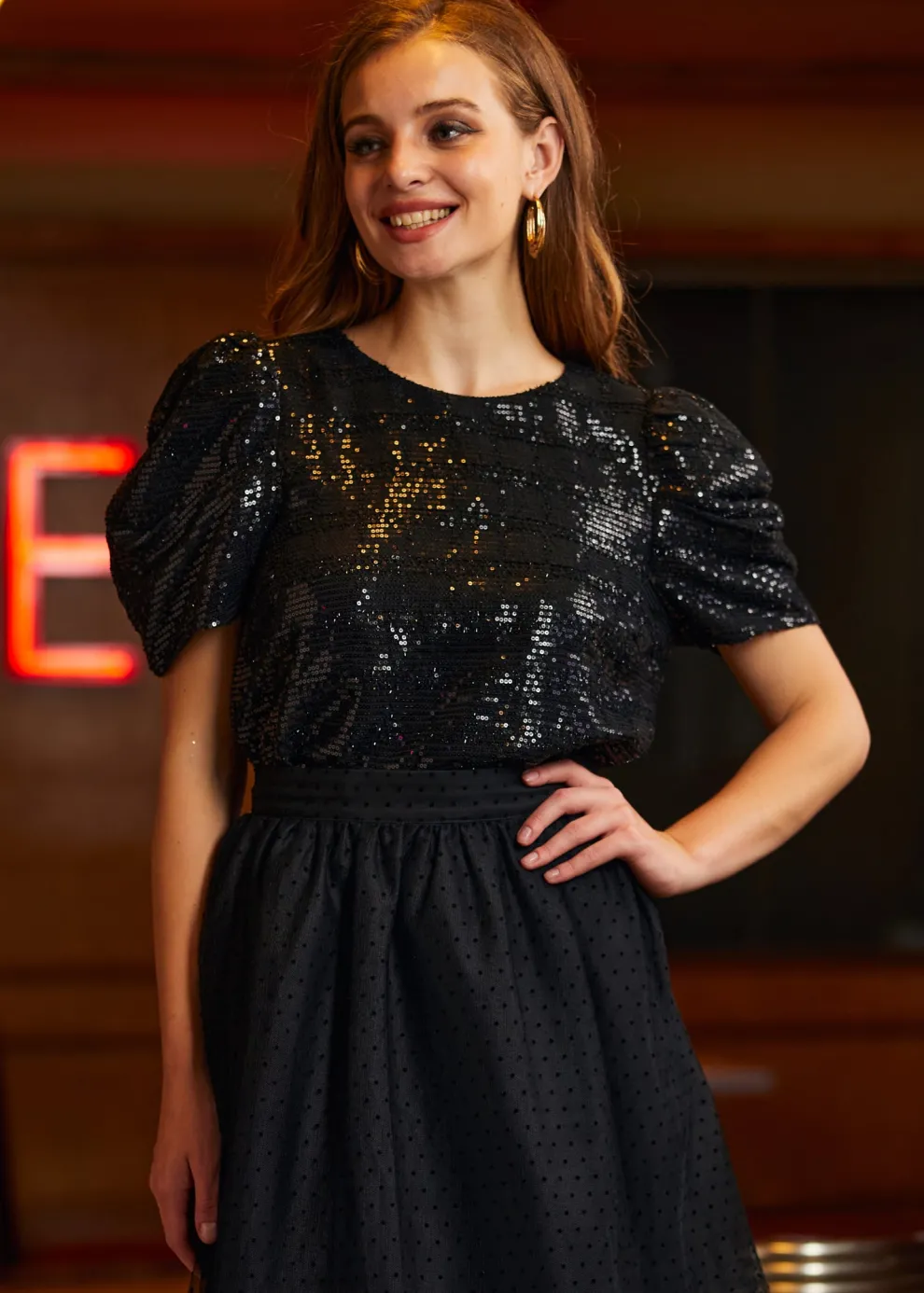 Festive Frolic Bubble Sleeve Crew