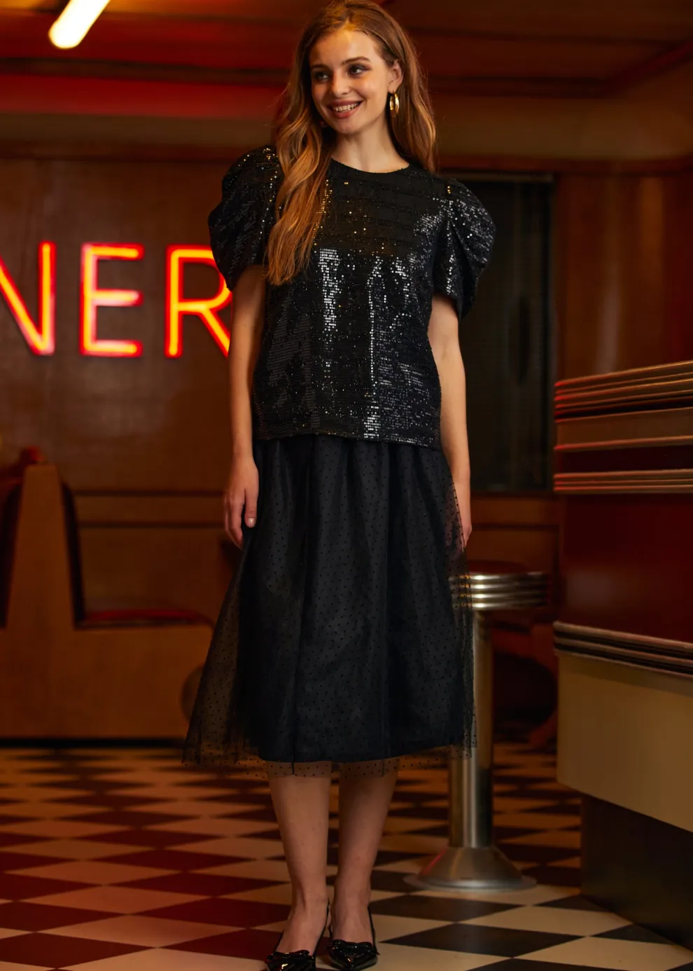 Festive Frolic Bubble Sleeve Crew