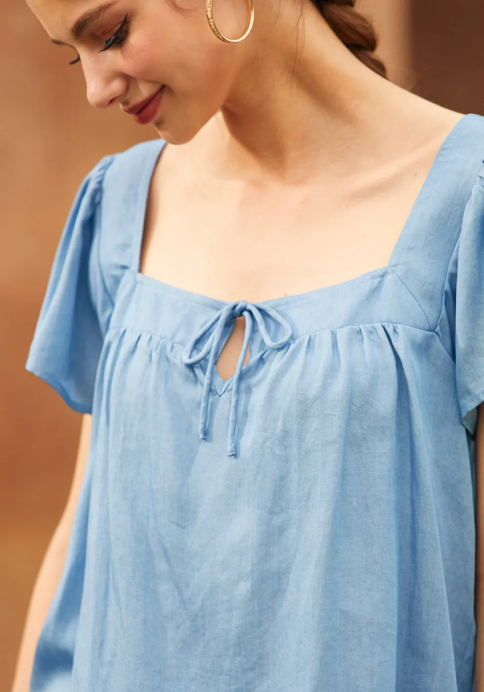 Fit To Be Tied Chambray Blouse