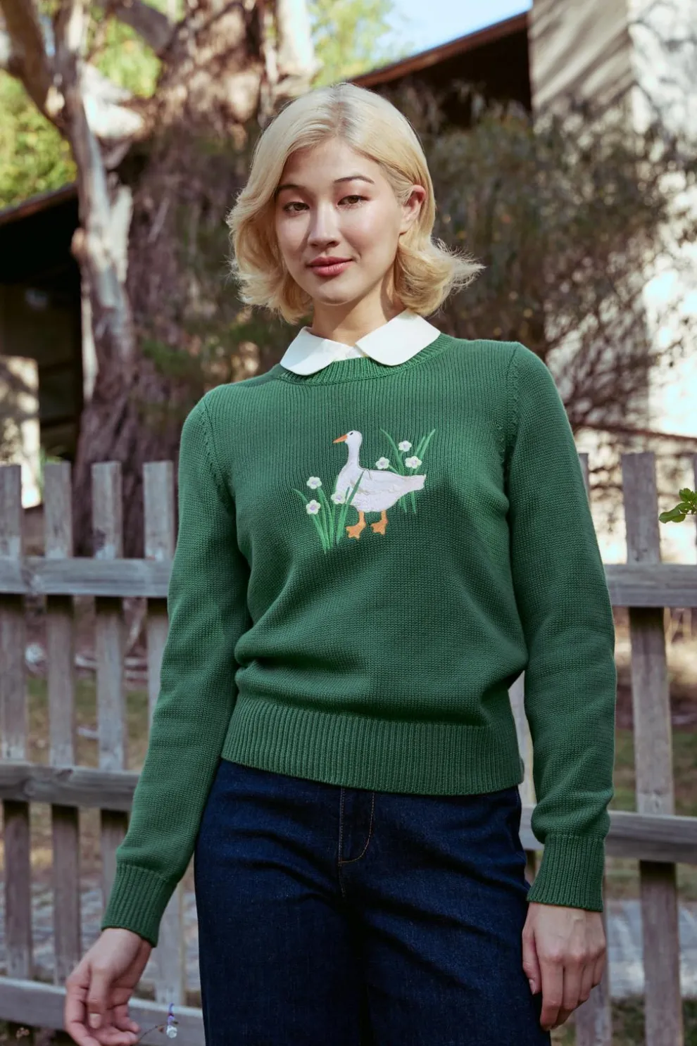 Goose Embroidered Knit Jumper