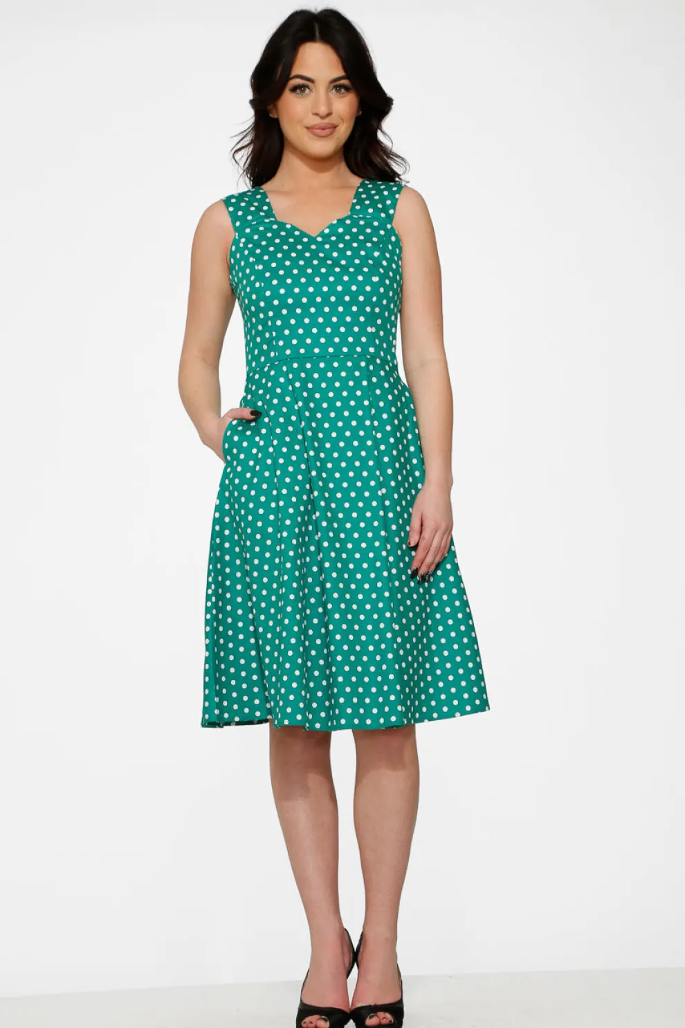 Green & White Polka Dot Dress