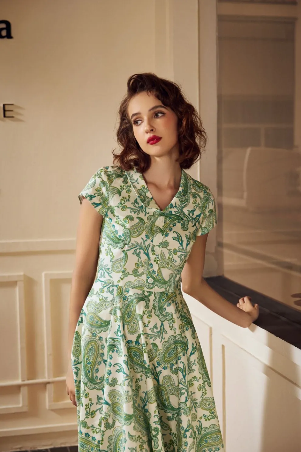 Green Paisley Swing Dress
