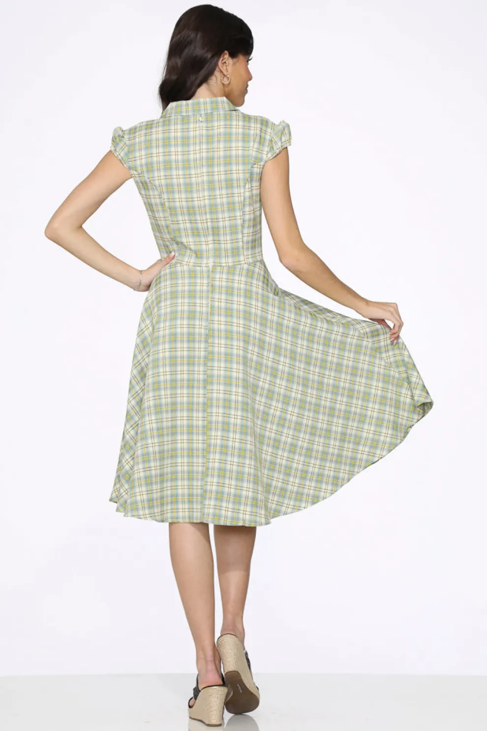 Green Plaid Swing Dress