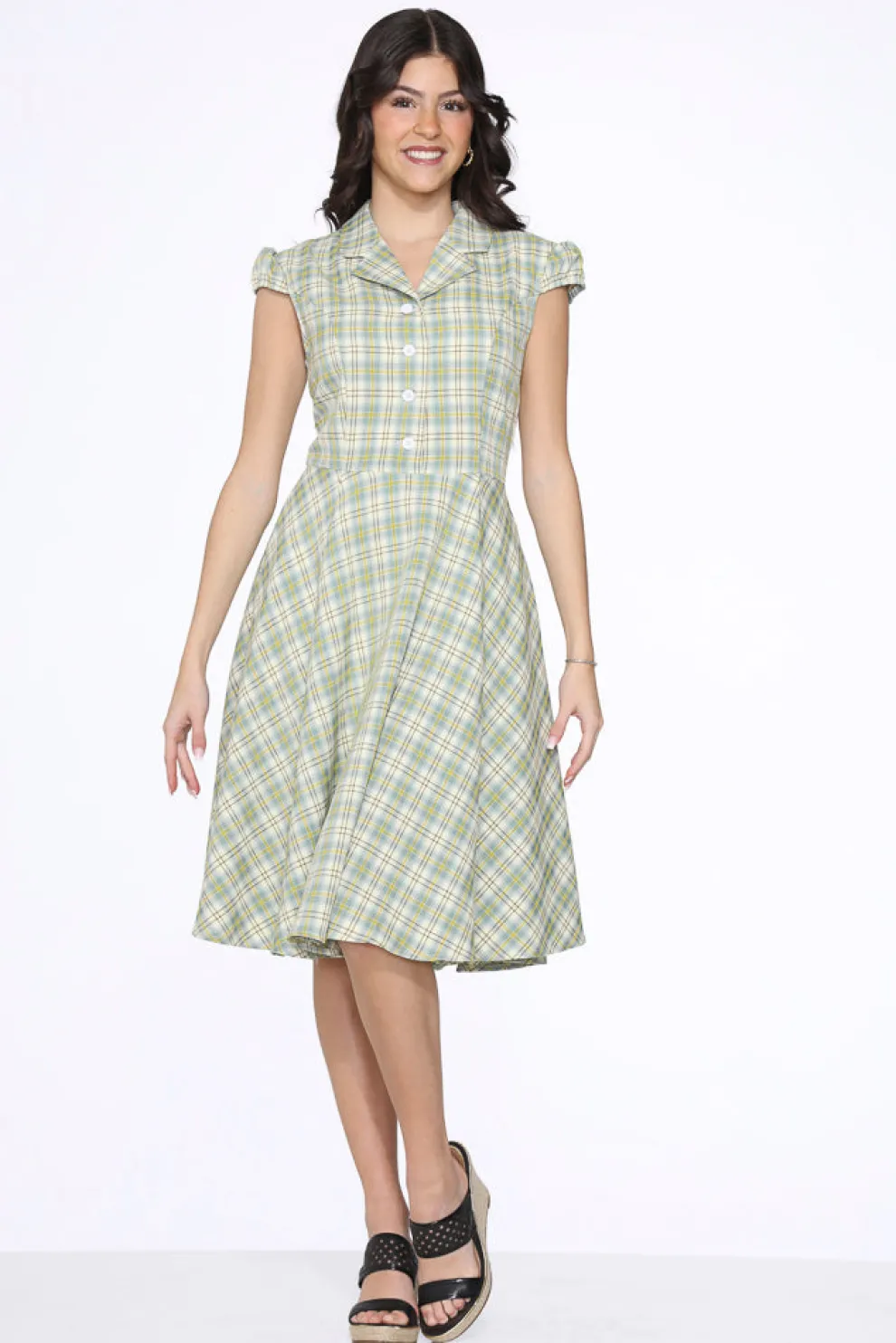Green Plaid Swing Dress