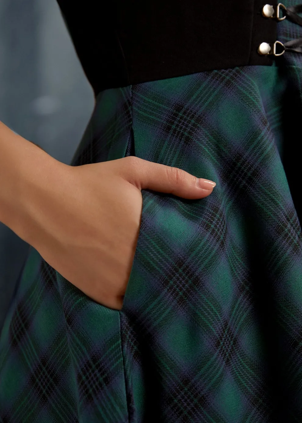 Green Plaid Swing Dress