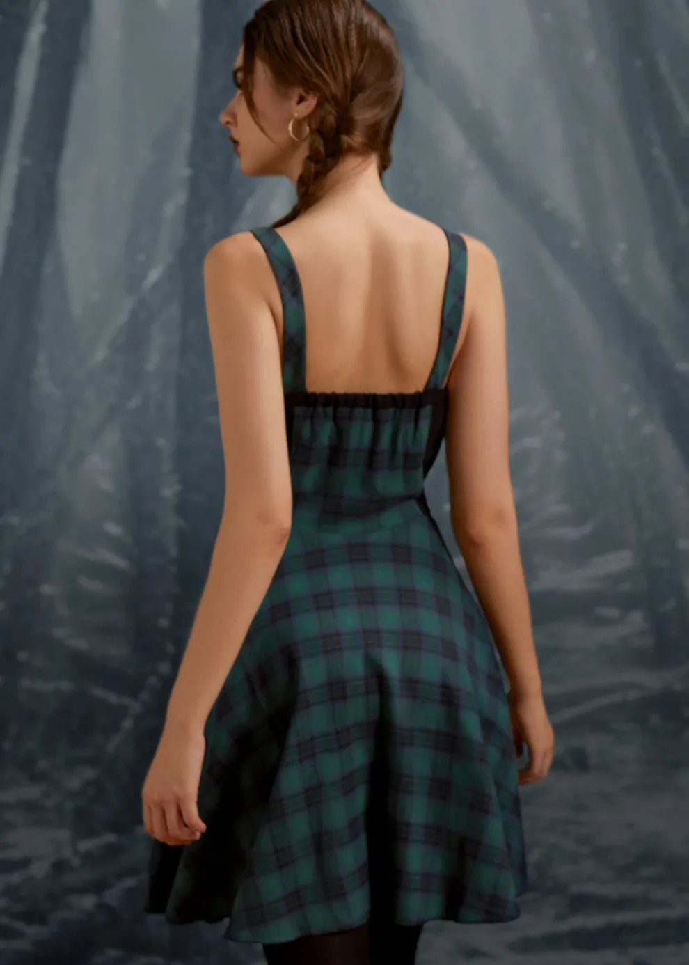 Green Plaid Swing Dress