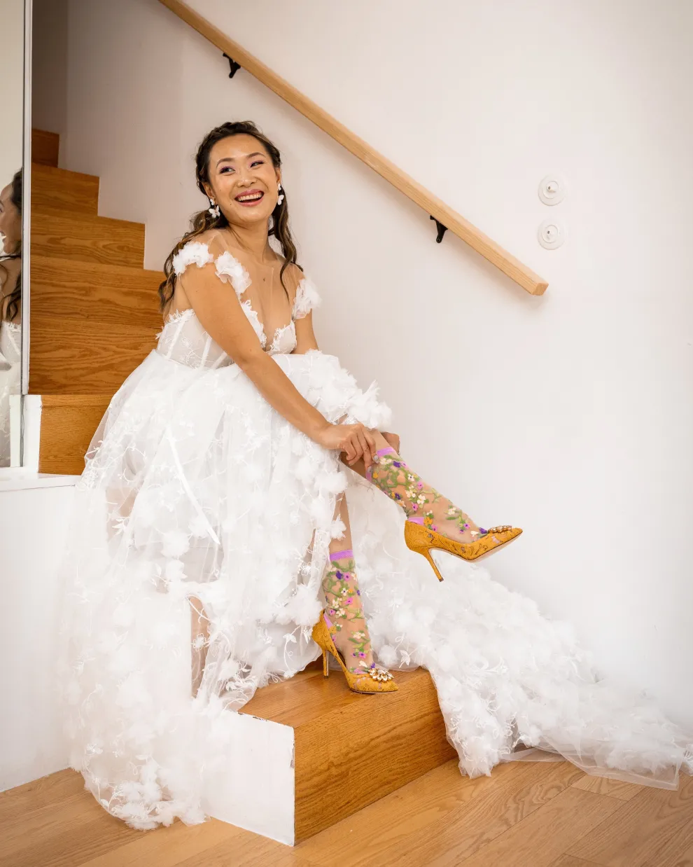 Heart Floral Sheer Crew Sock