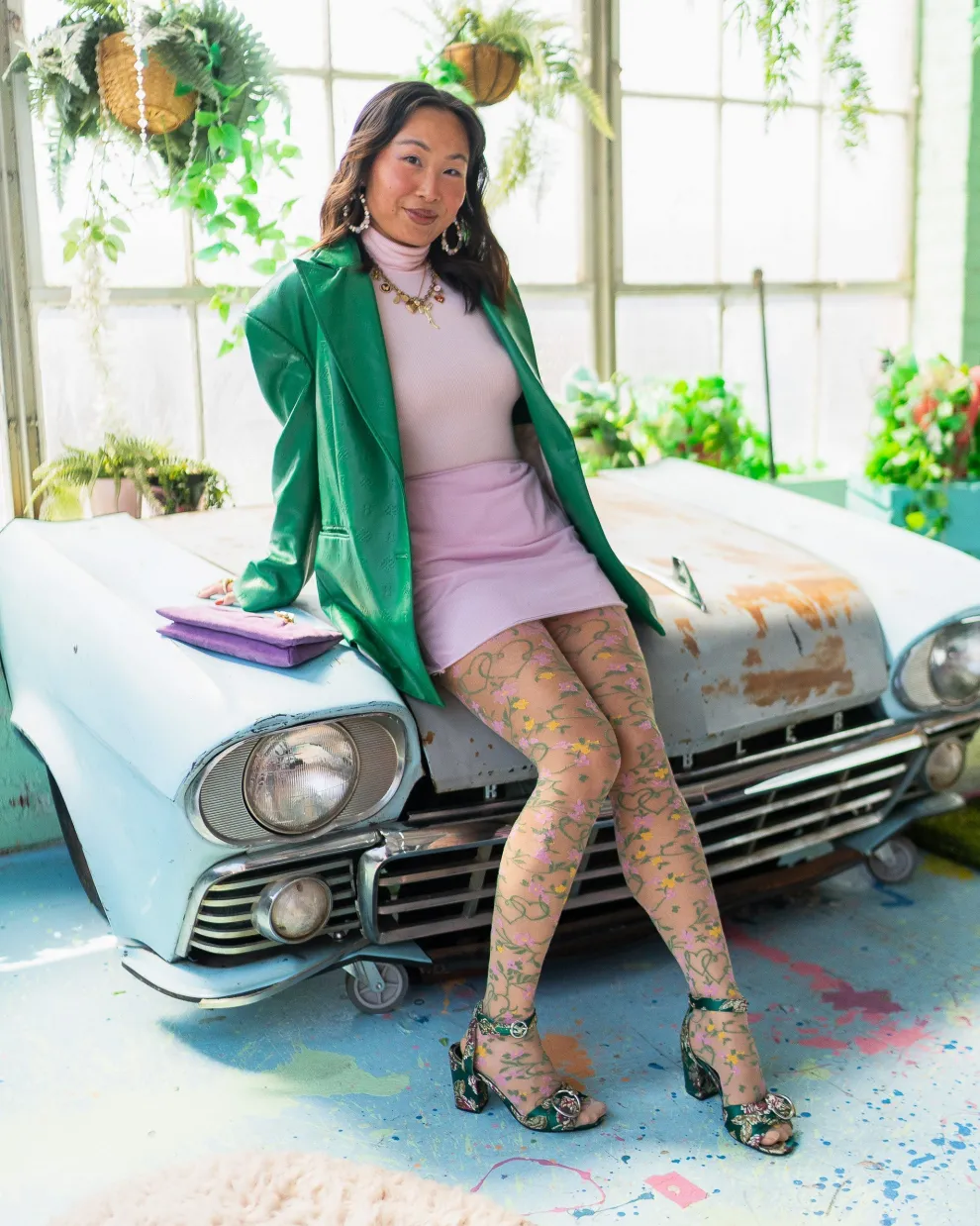 Heart Floral Sheer Thigh High Stockings