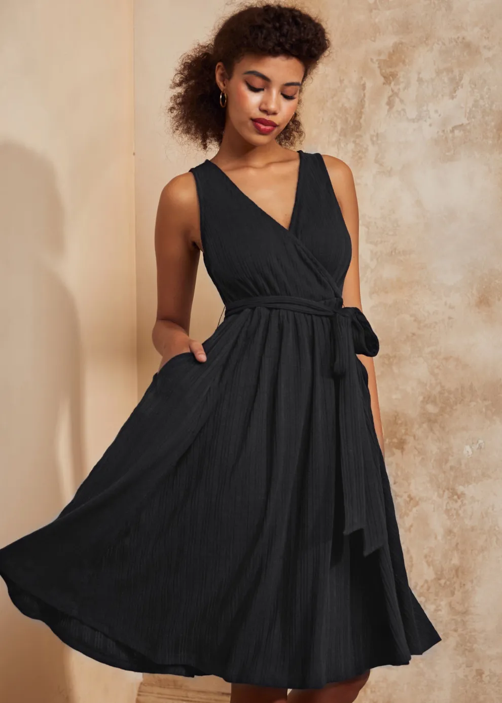 Instant Energy Faux-Wrap Knit Dress