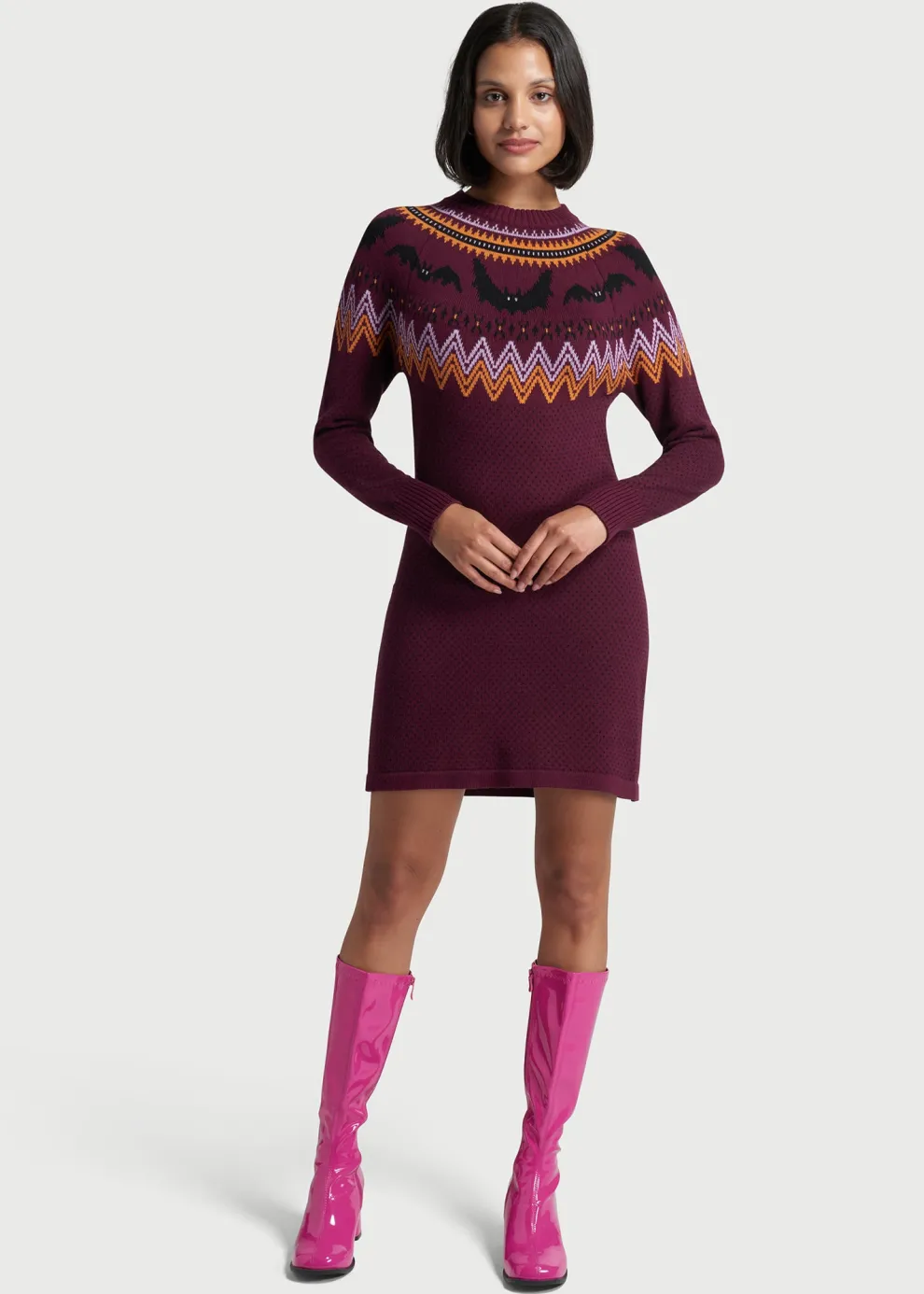 It Be Like 'Bat' Fair Isle Sweater Dress