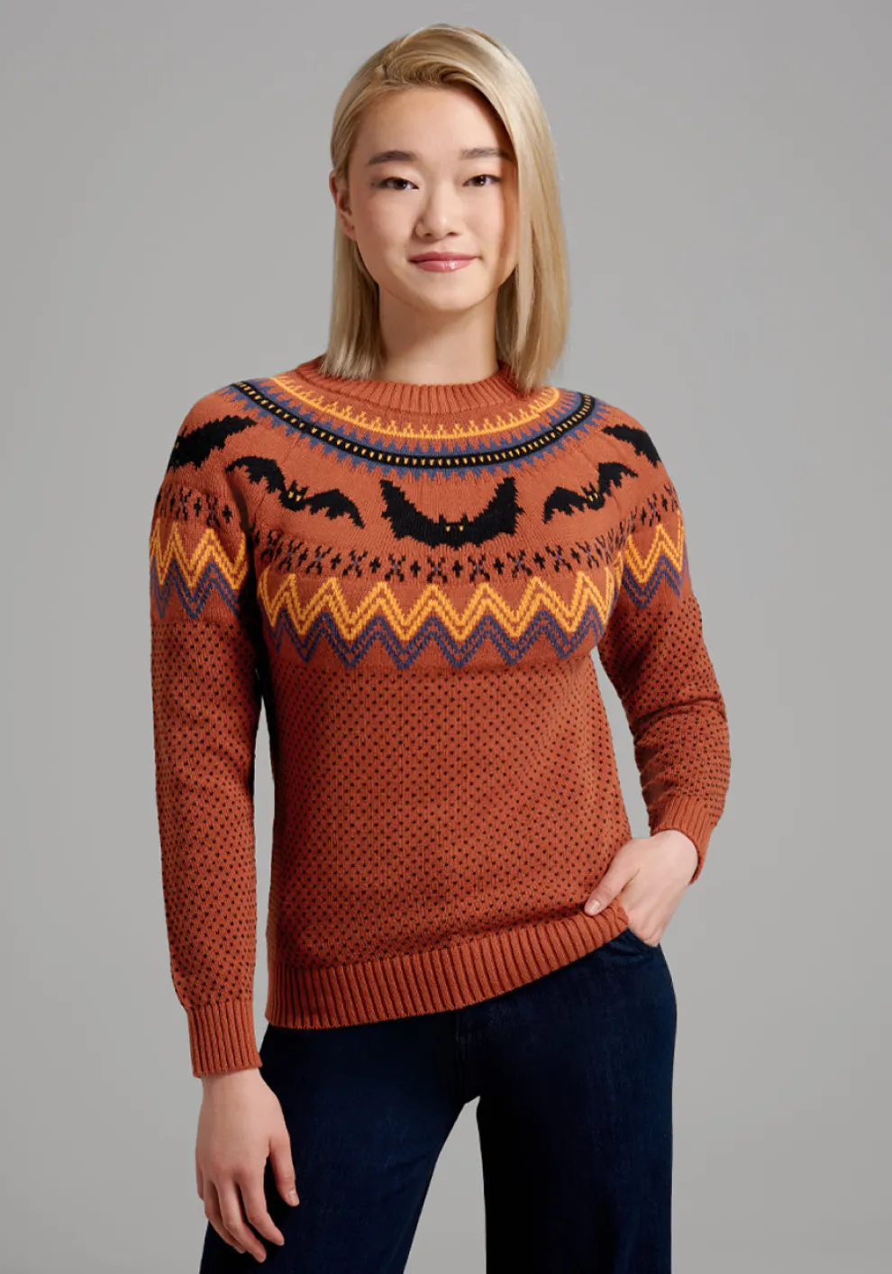 It Be Like 'Bat' Fair Isle Sweater