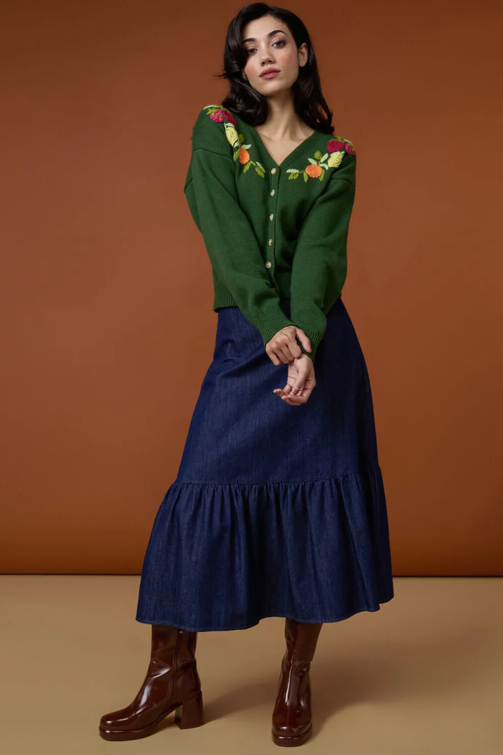 Kara Denim Midi Skirt