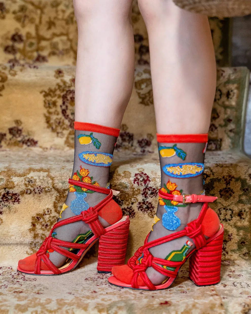 La Dolce Vita Black Sheer Crew Sock