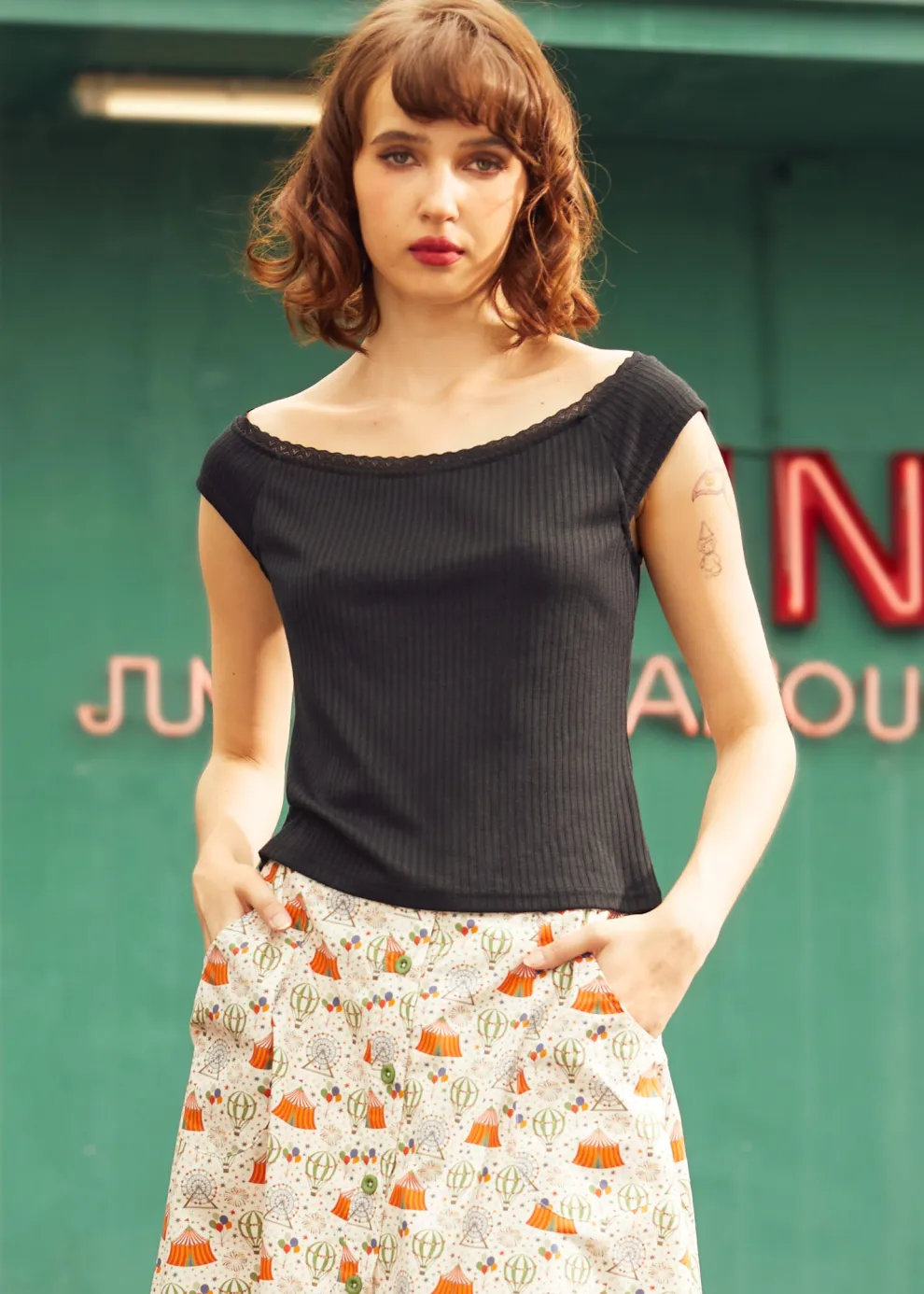 Lace by Day Marilyn Neck Tee