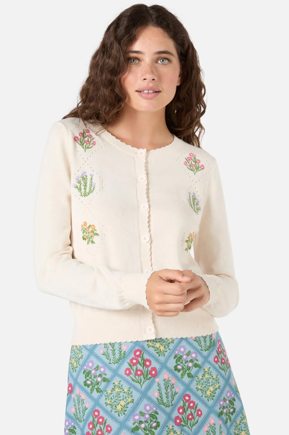 Lattice Embroidered Cardigan
