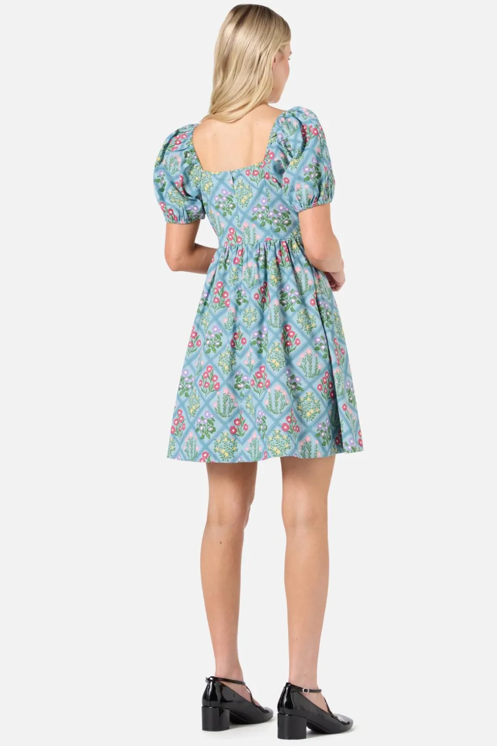 Lattice Floral Mini Dress