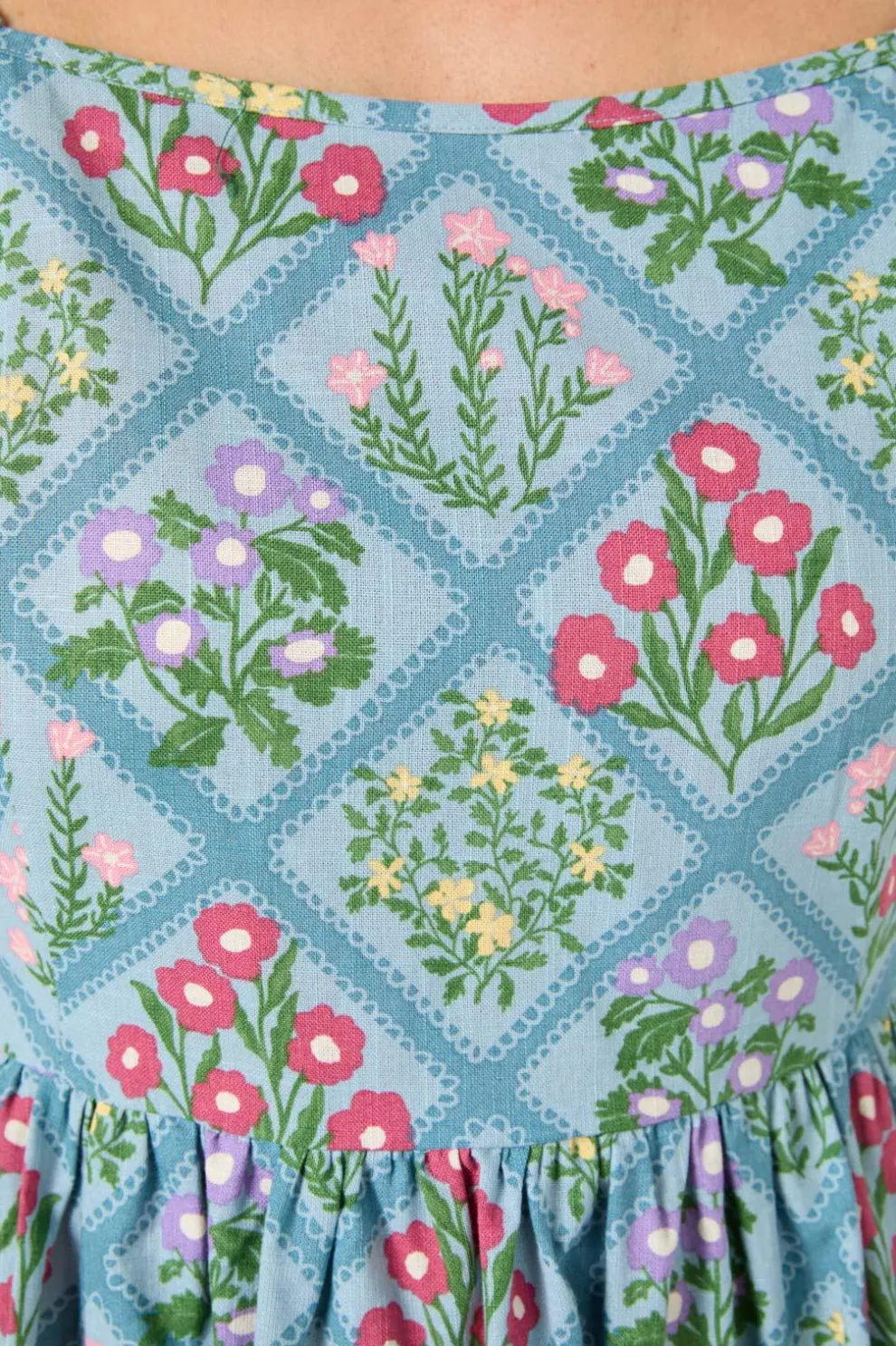 Lattice Floral Mini Dress