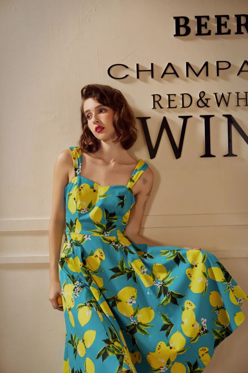 Lemon Print Swing Dress