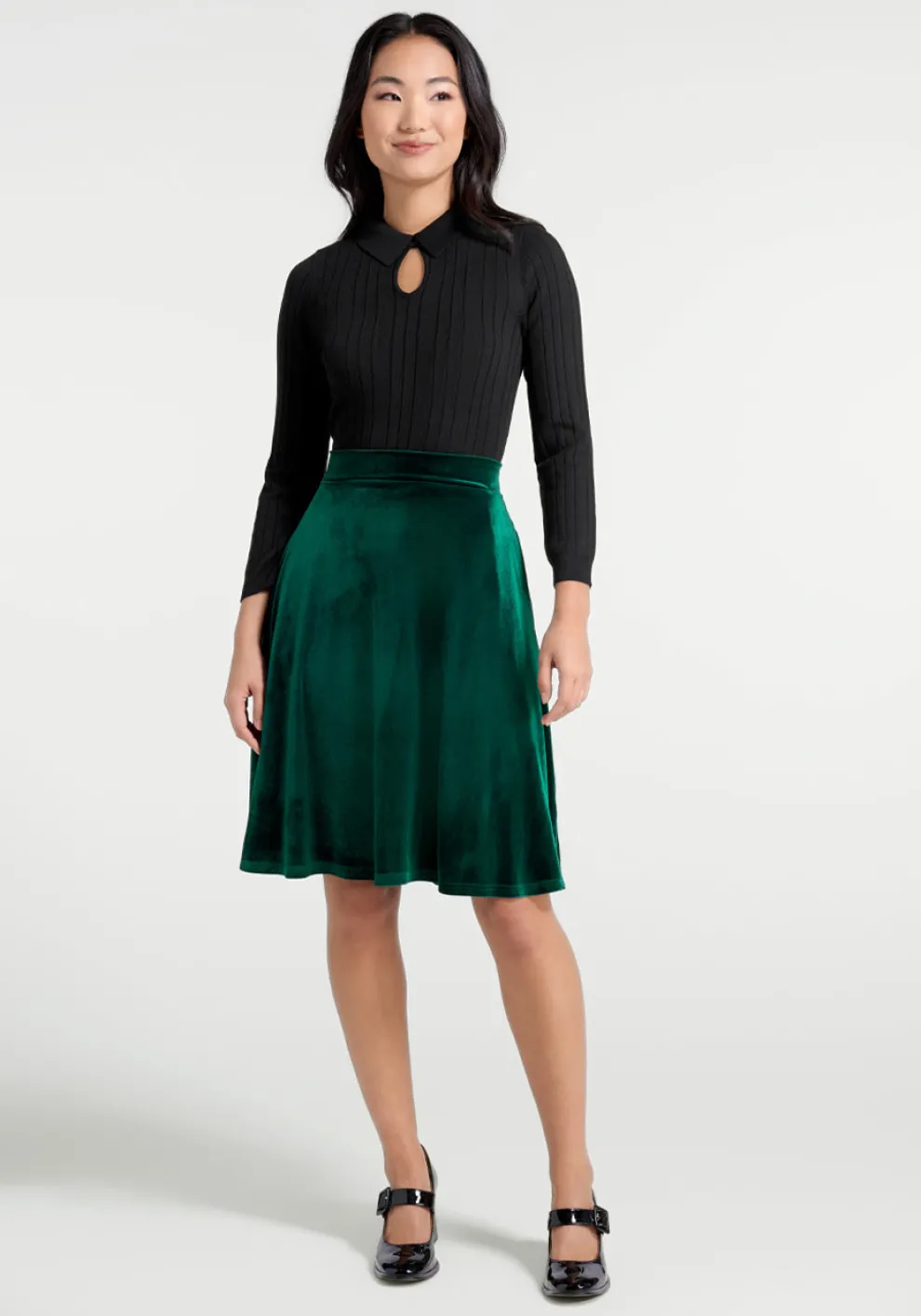 Let's Circle Back Velvet Skirt