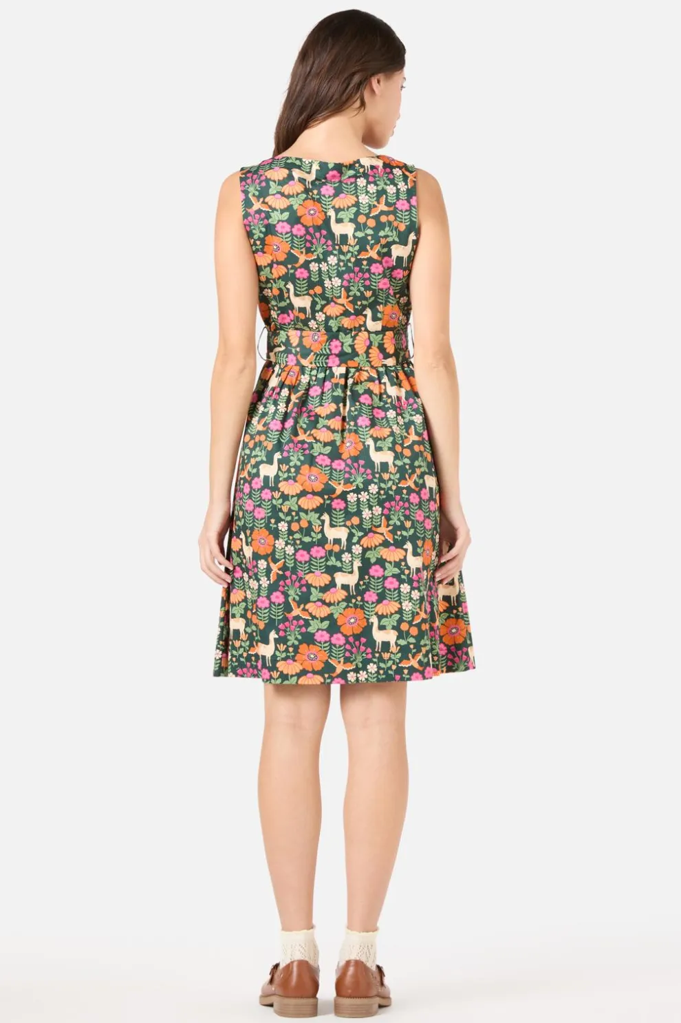 Llama V Neck Sleeveless Dress