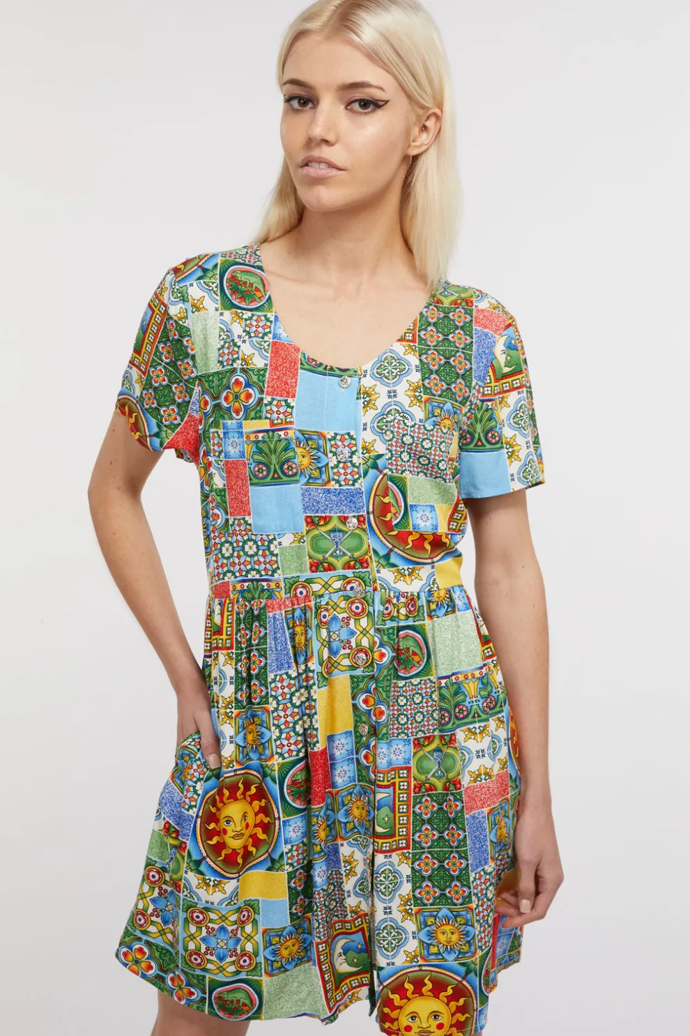 Majolica Viscose Baby Doll Dress