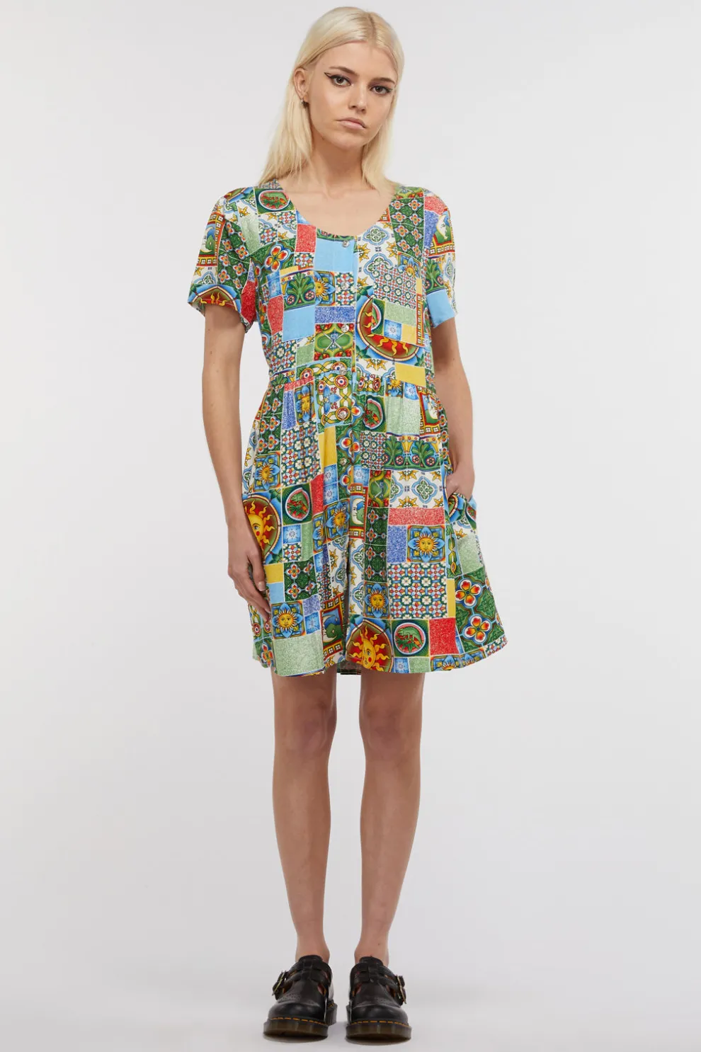 Majolica Viscose Baby Doll Dress