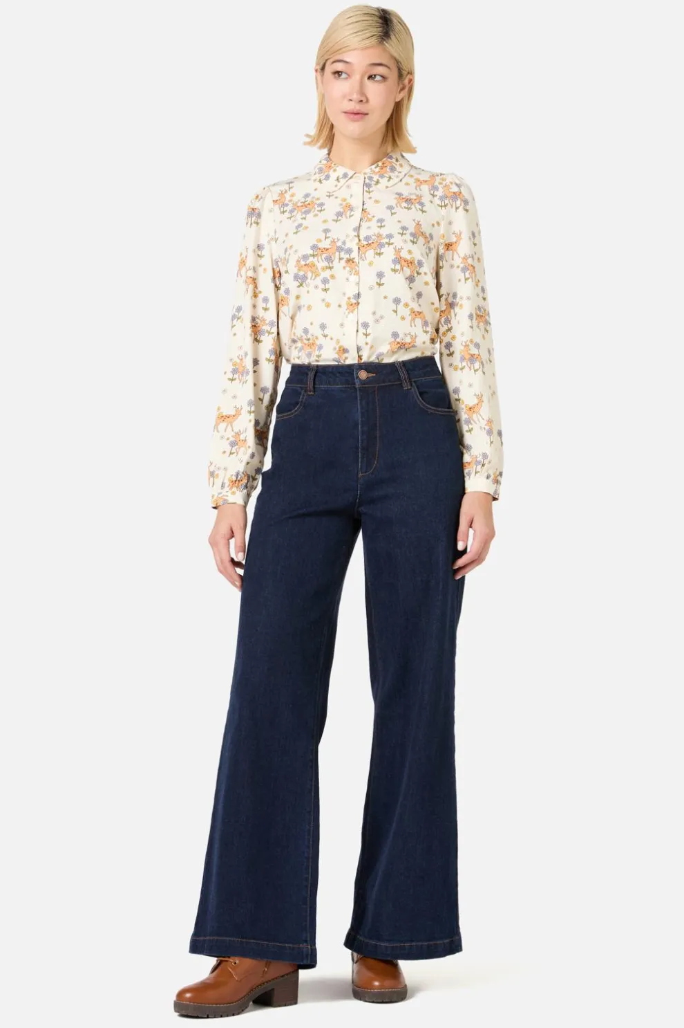 Meadow Deer Long Sleeve Blouse