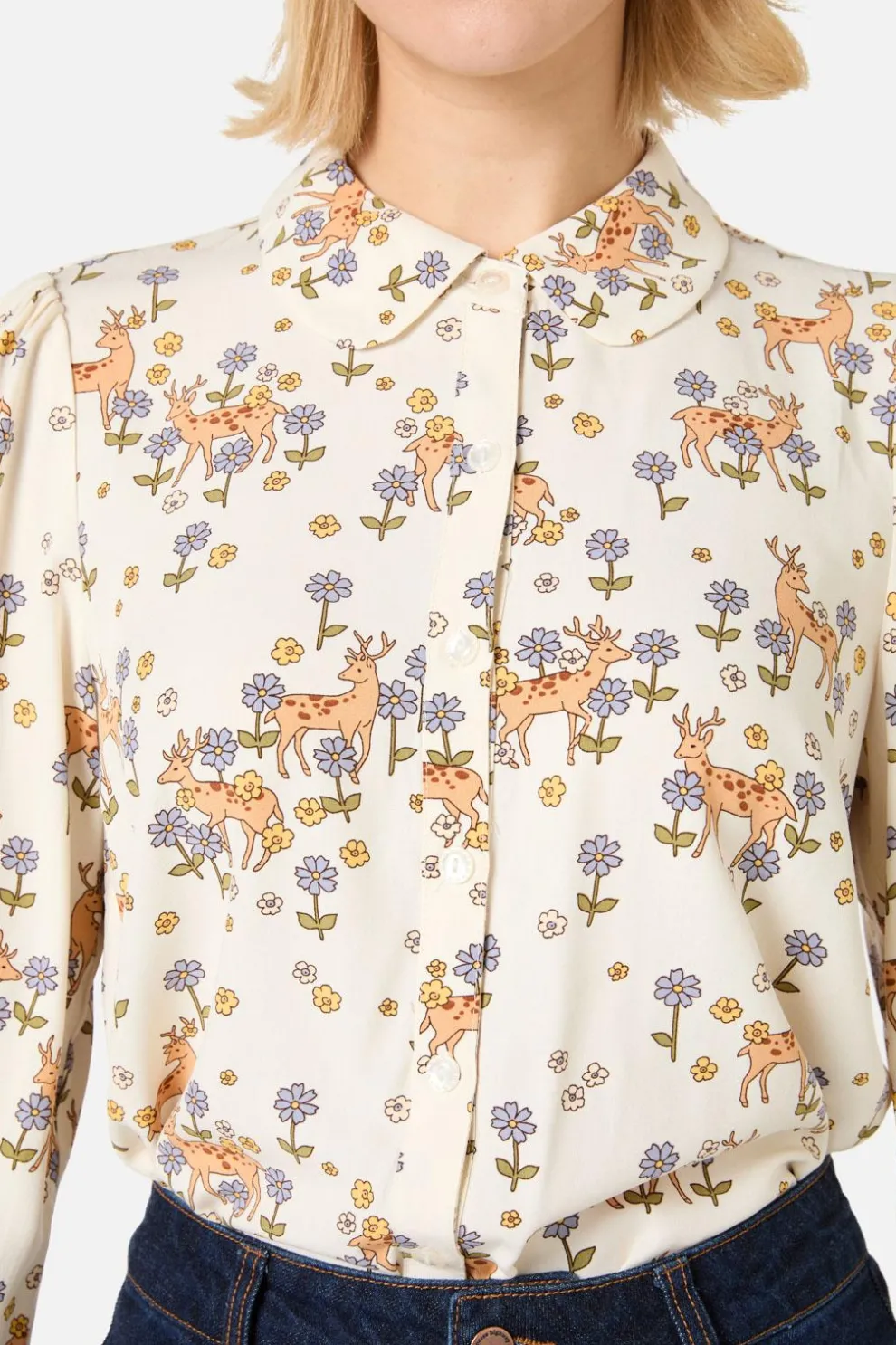 Meadow Deer Long Sleeve Blouse