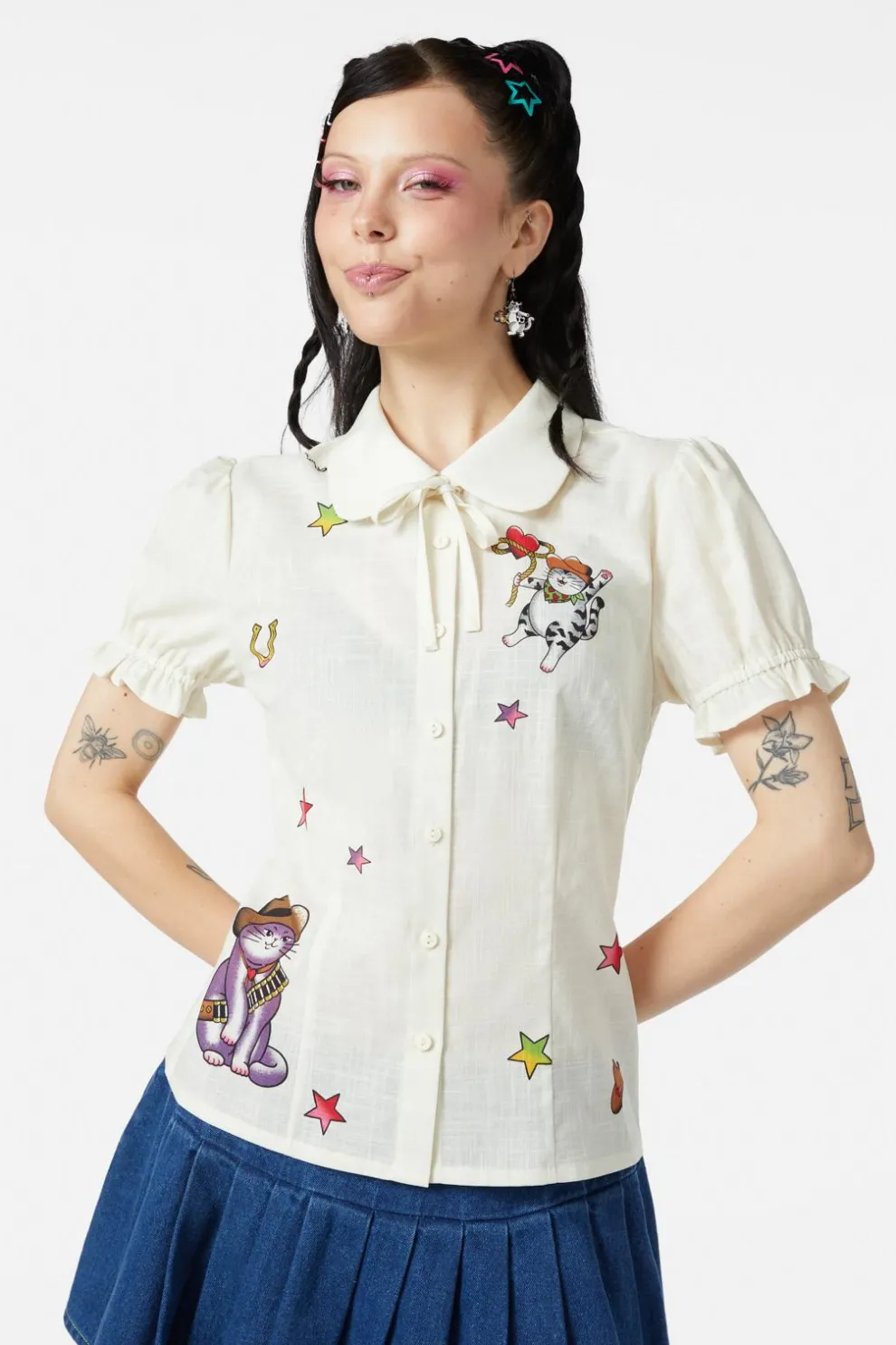 Meowdy Badge Blouse
