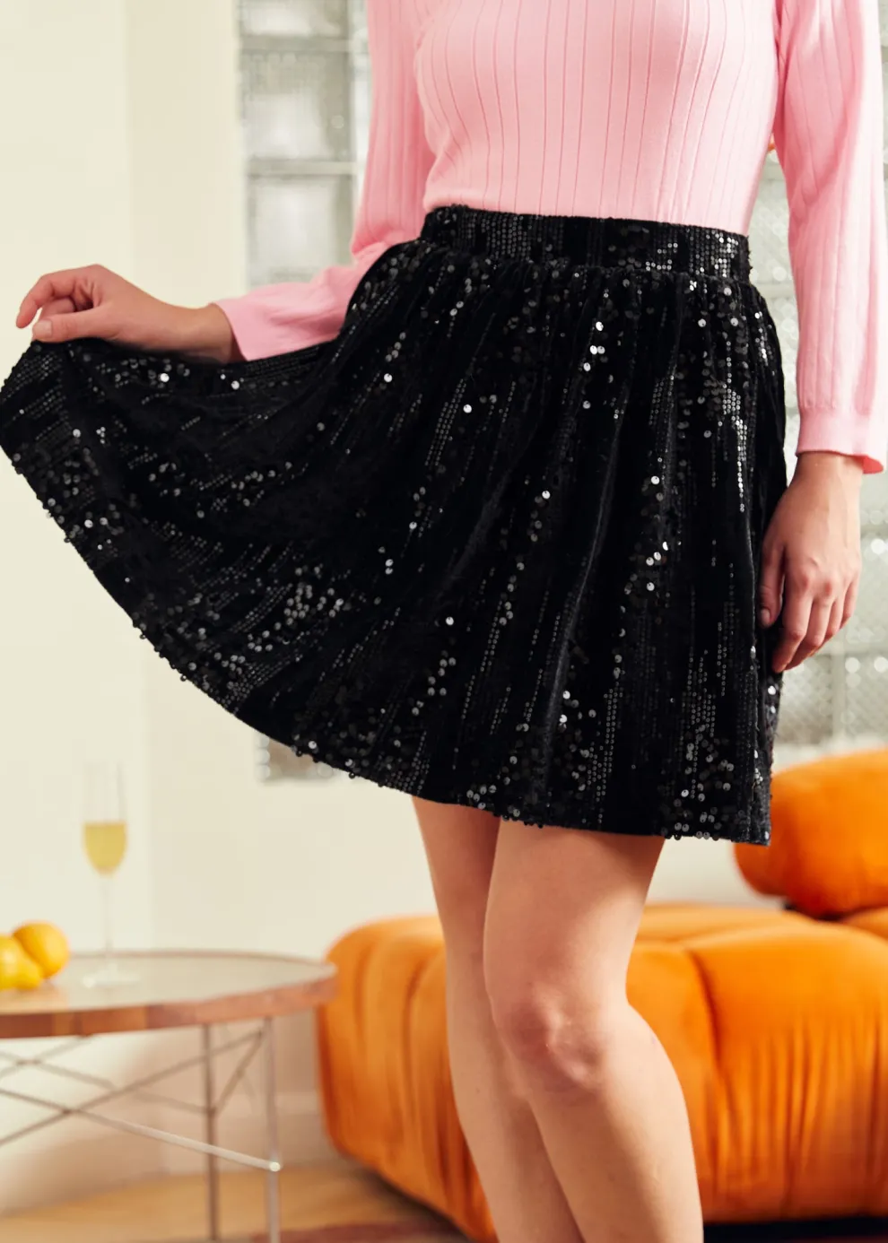 Midnight Muse Dirndl Velvet Skirt