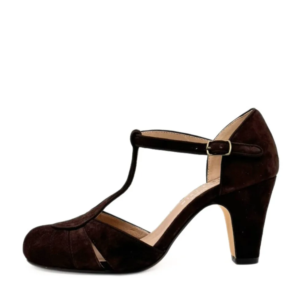 Mulberry Suede T-Strap Heels