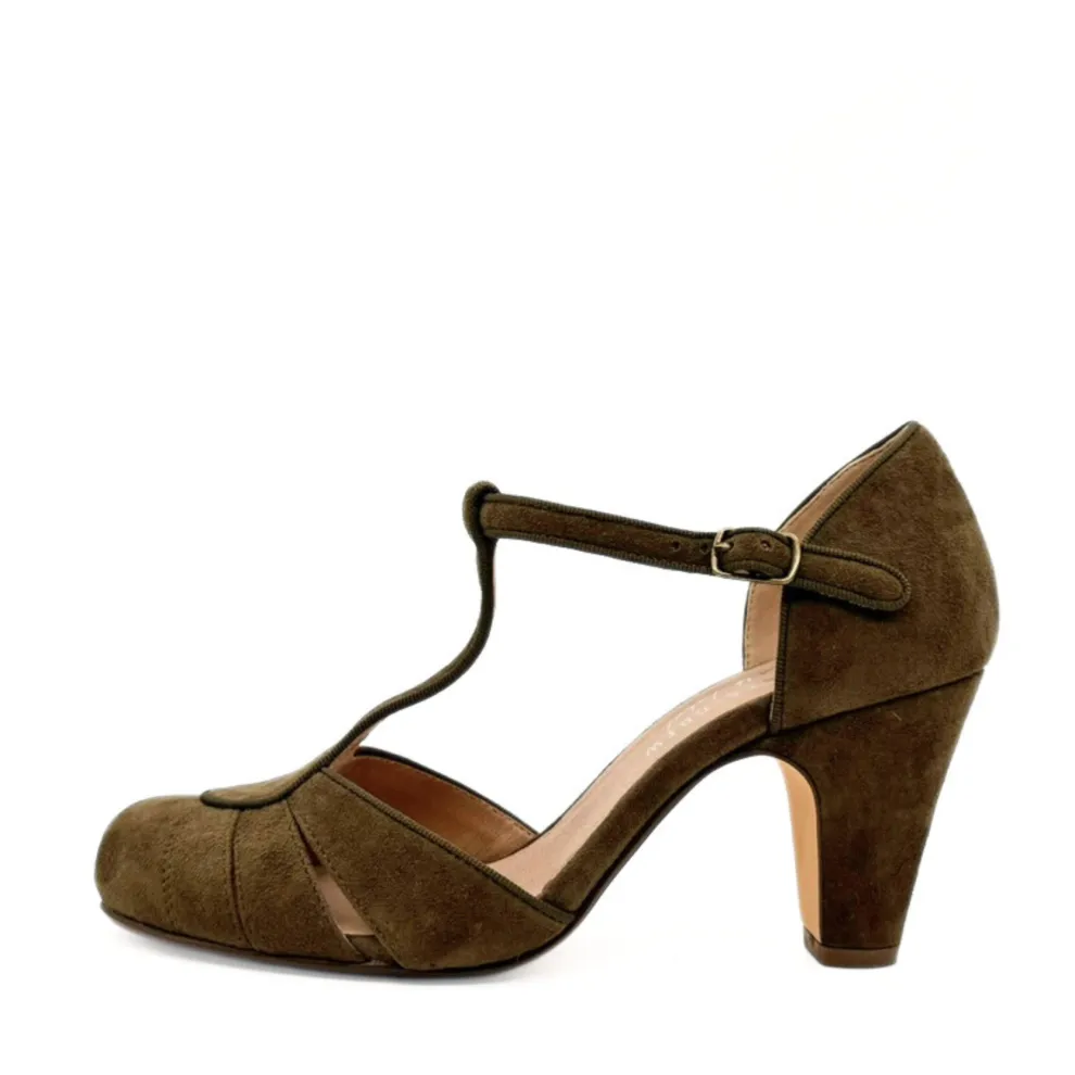 Mulberry Suede T-Strap Heels