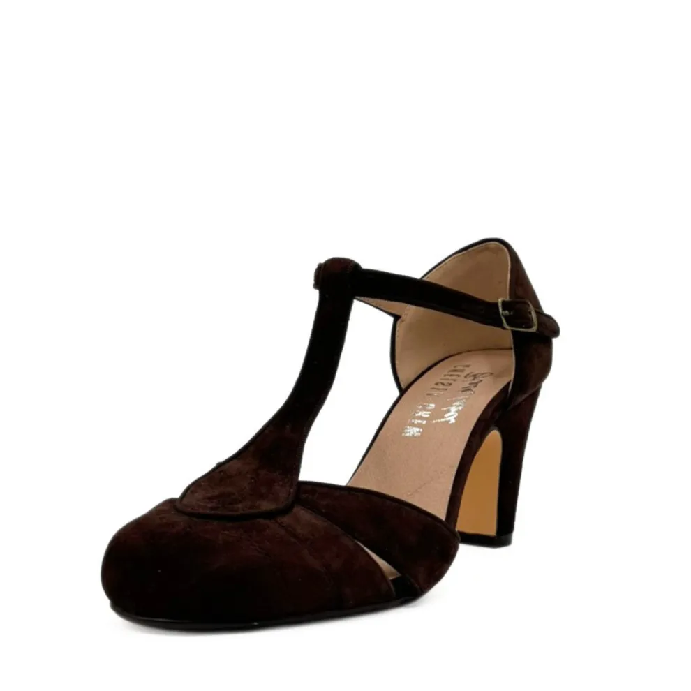 Mulberry Suede T-Strap Heels