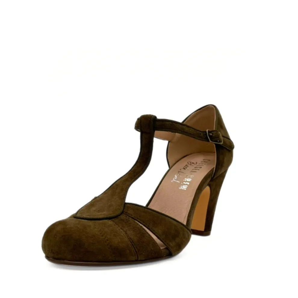 Mulberry Suede T-Strap Heels